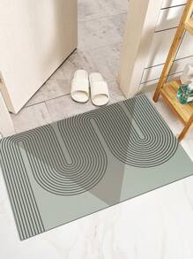 1pc Art Colorblock Geometric Pattern Printed Floor Mat, Lightweight Silica Gel Material Bathroom Rug, Velvet Texture Easy Care, Waterproof And Quick-Drying, Customizable And Iron-Friendly, Home Decor, Housewarming Gift