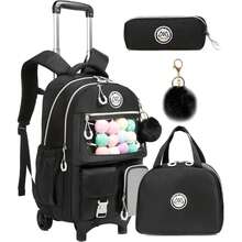 1pc Pendant Charm Option/3pcs Set Women & Teens Wheeled Luggage Backpack Set - Wheeled Suitcase With Detachable Organizer Bag, Multipurpose Handbag, Suitable For Work/Travel, Essential Schoolbag, School Supplies Bag