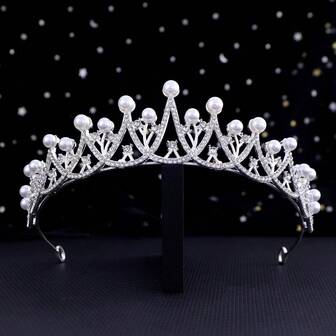 1 件奢华可调节水晶钻新娘皇冠头饰，适合生日派对、婚礼和特殊场合