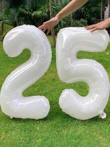 1/2 个 40 英寸大型数字铝箔气球，简单多功能 0-9 白色数字气球，适用于生日派对装饰、周年纪念、100 天庆祝活动、节日和活动、房间装饰、返校、情人节、母亲节、毕业典礼、户外摄影道具