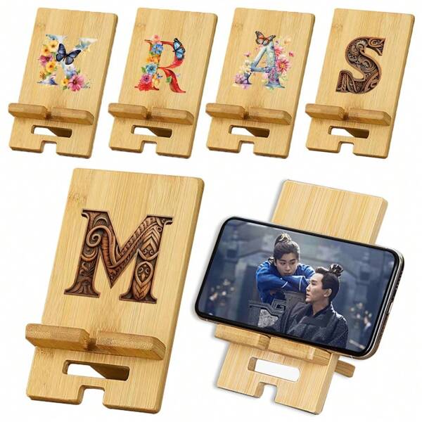 Ideal Bamboo Phone Holder For Desk - Clamp Stand For All Smartphones, Office Organization & Charging Station Compatible With IPhone, Android Phone, Gift For Birthday, Family, Friends Phone Stand, Phone Accessories