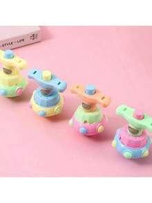 1pc/3pcs Cute Cartoon Lotus Flower Glowing Spinning Top Toys, Multiple Designs - Multicolor - View 9