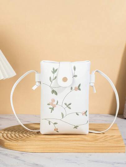 حقيبة هاتف محمول مطرزة بزهرة من الجلد الصيفي، محفظة عملة بسيطة وأنيقة، يمكن ارتداؤها على الكتف أو عبر الجسم، مزودة بإبزيم مضاد للسرقة، مناسبة جدًا للرحلات العمل والهدايا والأزياء والمناسبات والعطل