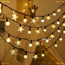 1 Pack LED Solar String Lights, Outdoor Crystal Globe Lights, Solar-Powered Colorful Fairy Lights, Bubble Ball Lights, Star Lights, Decorative Lighting For Garden, Lawn, Patio, Courtyard, Balcony, Fence, Porch, Trees, Tent, Camping
