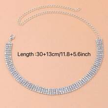 4-Strand Crystal Rhinestone Necklace, Fashionable Party Evening Jewelry - Silver - View 5