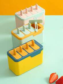 1Pc Homemade 4-Grid Ice Cream Mold, DIY Popsicle Mold, Summer Kitchen Gadget, Freezing Snack And Jelly Making Tool - Multicolor - View 10