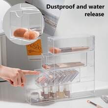 1 szt. Przezroczysty akrylowy 4-warstwowy organizer do szuflady - Pyłoszczelny i składany pojemnik na kosmetyki i biżuterię, idealny do redukcji bałaganu na biurku, widoczne przegródki na makijaż, okulary i akcesoria, organizer do przechowywania kosmetyków