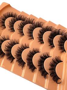 7 Pairs Of Faux Mink Fluffy Russian Volume DD Curl False Eyelashes, Dramatic Mink Lashes For Long Lasting Cat Eye & Corner Lift, Suitable For Beginners, Reusable Strip Lashes,Lashes,Eyelashes,Fake Lashes - 俄羅斯條狀假睫毛 - 查看 7