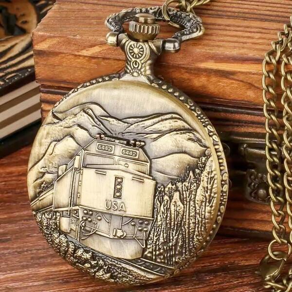 Railroad Approved Railway Regulation Standard Vintage Steampunk Train Pocket Watch With Chain For Men Gift