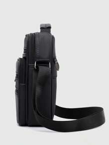 1pc Genuine Leather Solid Men's Shoulder Bag Crossbody Bag, Square Multi-Pocket, Phone Bag Wallet Suitable For Daily Business Commute School Bag Teenagers Freshmen High School University Practical Stylish Sling Bag Man Bag Cross Body Bag Shoulder Bag Side Bag Students School Supplies