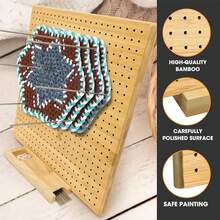 1 Pcs Handcrafted Wooden Blocking Board Crochet, Blocking Board For Square, Super Sturdy Blocking Board Crochet Wood For Crochet And Knitting Projects, Full Kit With Stainless Steel Pins, 1 Stand, For Crochet And Knitting Accessories Gifts---Wood Color - Wood Color - View 4
