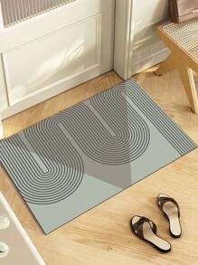 1pc Art Colorblock Geometric Pattern Printed Floor Mat, Lightweight Silica Gel Material Bathroom Rug, Velvet Texture Easy Care, Waterproof And Quick-Drying, Customizable And Iron-Friendly, Home Decor, Housewarming Gift