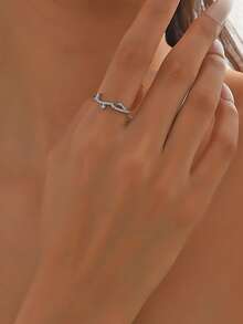 1枚925纯银简约优雅阿拉伯字母戒指，女士戒指，精致珠宝礼品，适合日常佩戴和节日场合 - 銀色 - 查看 3