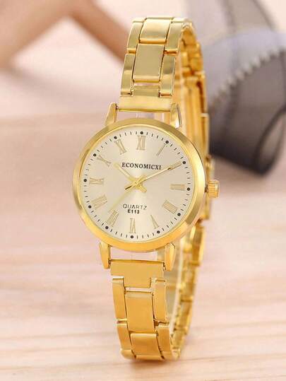 ساعة يد كوارتز نسائية ذات حزام ذهبي أنيق، مناسبة للاستخدام اليومي، هدية عيد الأم، عيد ميلاد، إجازة، سفر الشكر الحاجة إلى قطعة واحدة