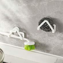 2pcs Japanese Style Sponge Drain Rack, Kitchen Sink Suction Cup Storage Rack, Bathroom Multifunctional Storage Rack, Can Hold Dishwashing Brushes, No-Drill Storage Artifact - Multicolor - View 4