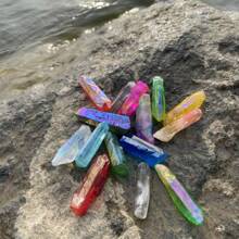 Naturalne kryształy kwarcu Aura Clear Quartz - luźne kryształy, mieszane kolory, materiał do samodzielnego wykończenia, idealne do dekoracji akwarium i doniczek, przedmioty kolekcjonerskie z kryształów, prezent na Dzień Matki, Boże Narodzenie, Święto Dziękczynienia.