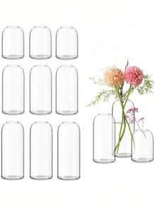 6pcs/3Pcs/1pc Glass Vases For Flowers Tall Clear Vases For Centerpieces Wedding Decorations 3 Diameters Hurricane Floating Candle Holder Modern Simple Vases Formal Dinners Home Decor