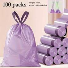 38/50/100 pièces Sacs à ordures à cordon de serrage portables pour la maison, sacs à ordures de fête violets