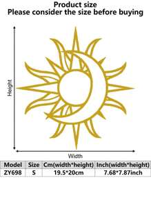 1pc Metal Sun And Moon Themed Wall Art Decor, Iron Crafted Home, Restaurant Decoration, Perfect Accent For Christmas, Personalized Farmhouse, Patio, Porch, Unique Gift Idea For Him/Her, Boyfriend/Girlfriend, Dad, Mom, Family, Friends, Valentine's Day, Children's Day, Father's Day, Graduation, Wedding, Housewarming, Living Room, Bedroom, Office, Family Dinner Gifts Birthday