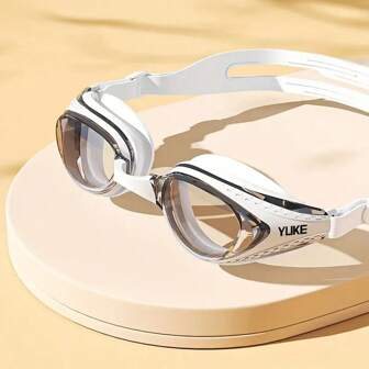 1 Pair Professional High-Definition Anti-Fog Anti-Water Swimming Goggles, Unisex - Comfortable, Replaceable Nose Bridge, White Frame For Clear Vision - Ideal Choice For Swimming