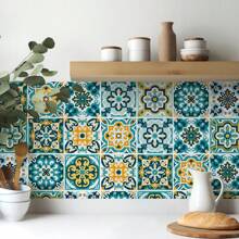 30 buc. Autocolante din vinil pentru faianță, model boho floral, 4x4" - finisaj mat, autocolante pentru pereți de bucătărie și baie, trepte de scări - autocolante personalizate ușor de aplicat pentru decorul casei