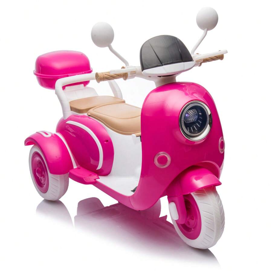 12V Two Motors Kids Ride On Level Up Two-Seater  Electric Motorcycle,Three-Wheel Toy W/Music,Bluetooth,USB,Backseat Flip Adult Seat,Portable Storage Hooks&Oversized  Trunk,LED Headlight  For Kids 3-6. - Red - View 1