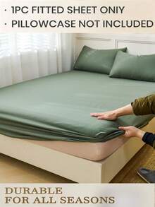 1 bộ ga trải giường màu xanh đậm trơn, tấm bảo vệ nệm, ga trải giường vừa vặn, mềm mại và thoáng khí, phù hợp với giường đơn, đôi, cỡ Queen, King - Thiết kế túi sâu lên đến 11,8 inch, bộ đồ dùng cho ký túc xá, bộ đồ dùng cho mùa tựu trường. - xanh quân đội - Xem 2