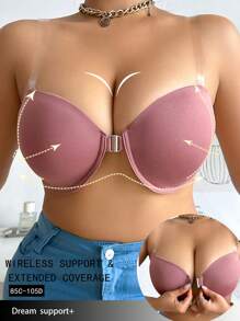 Sujetador inalámbrico con cierre delantero y espalda cruzada con soporte de elevación para tallas grandes, ropa interior cómoda