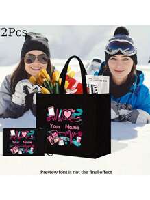 Custom Nurses-Themed 2pcs Tote & Makeup Bag Set - Lightweight, Durable Fabric With Fixed Shoulder Strap For Shopping, Travel & Beach