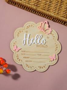 1 件“Hello World”木制 3D 蝴蝶字母婴儿名字装饰，婴儿洗礼用品 - 彩色 - 查看 7