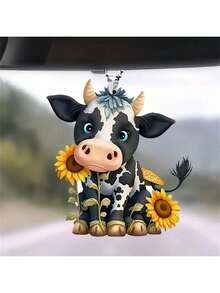 1pc Acrylic Pendant - Vibrant Car, Bag And Key Chain Decor - Cute Cow - View 1