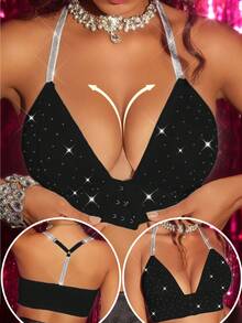 Women's Simple Front Closure Wireless Bra - Black - View 6