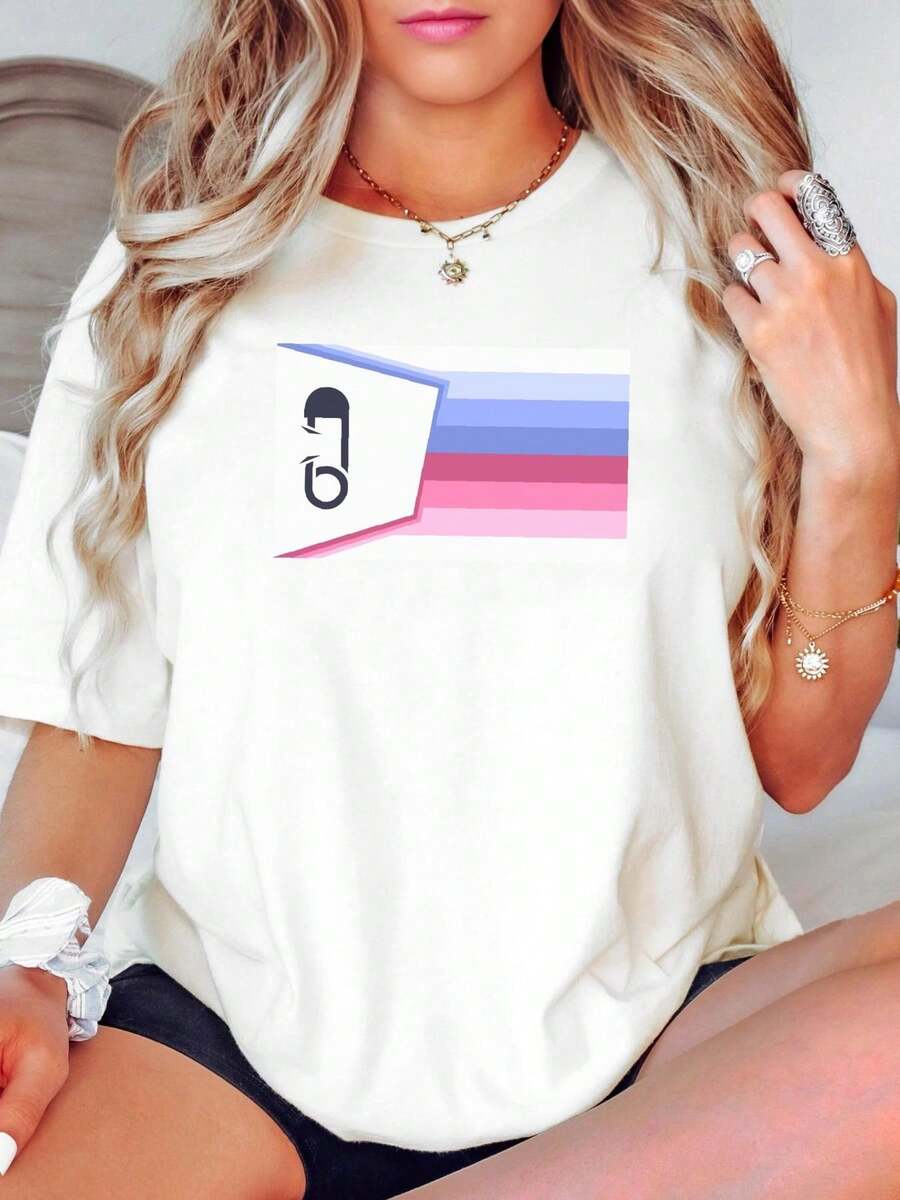 180g Pure Cotton ABDL Pride Flag T-Shirt, ABDL Pride Versatile For Women Casual Stylish Streetwear Fashion Soft Comfortable Slightly Designer Clothes Print Round Neck Short Sleeve Top For Everyday Wear Graphic Stretched Breathable Unisex Homme Summer - 白色 - 查看 1