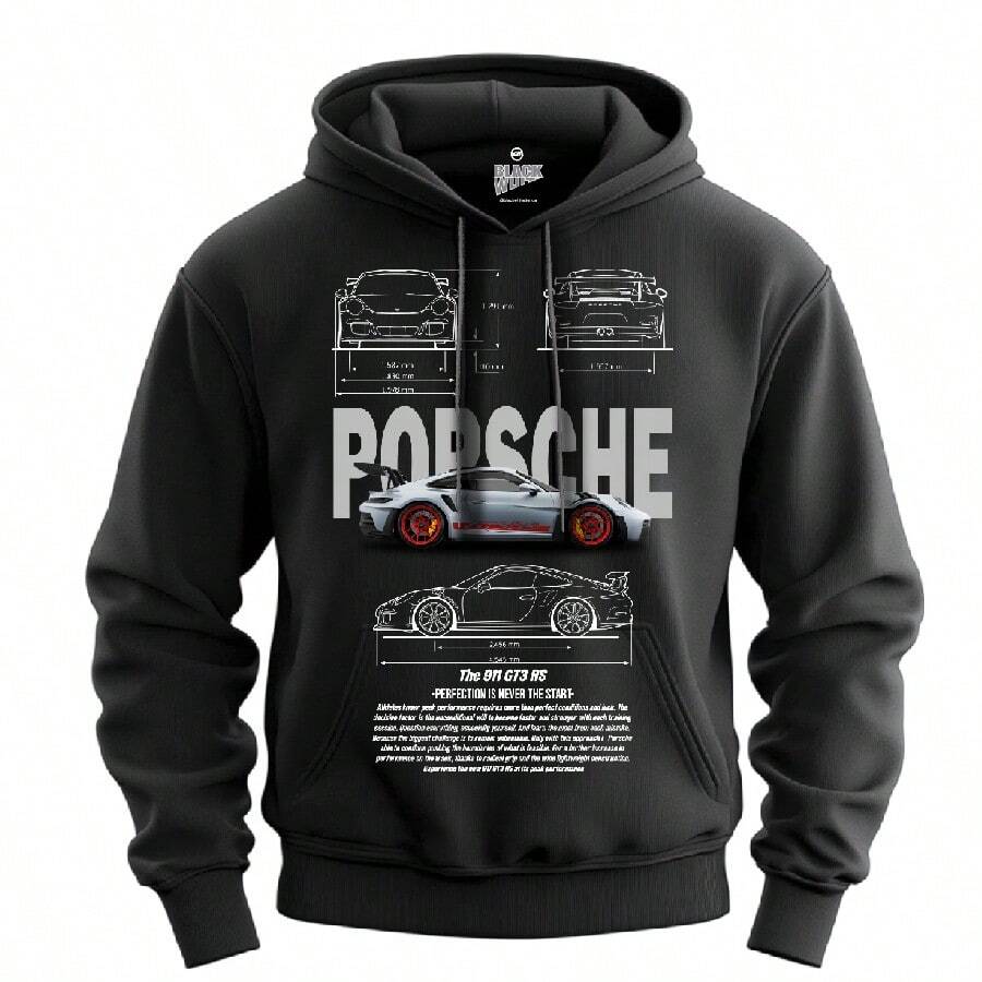 SUDADERA DE AUTOS DEPORTIVOS P0RSCHE 911 GT3 RS DE COLECCION - Negro - Ver 1