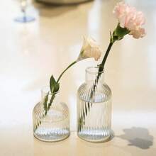 1 pezzo Vaso di lusso decorativo a righe, vaso idroponico in vetro per fiori freschi come rose, adatto per il soggiorno, senza fiori inclusi