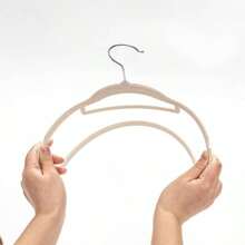 10pcs High Quality Flocked Hangers, Slip-Proof, Thin, Dry/Wet Use, Closet Organizer, Home Storage, Green, Beige, And Pink Colors, Essential Summer Home Items