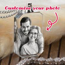 1pc Customized Anniversary Gift, Laser Engraved Photo Crystal Necklace, Personalized Photo/Group Portrait Memorial Necklace, Couple/Mother-Child/Family Photo Customized Mother's Day, Father's Day, Easter Gift, Suitable For Anniversary, Birthday, Daily Wear, Gala, Father's Day - Transparent - View 25
