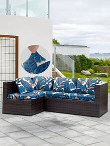 1pc/8pcs/12pcs/14pcs Outdoor Printed Sofa Seat Cushion Covers, Elastic Half-Covered Sofa Seat Cushion Covers, Patio Sofa Seat Cushion Covers - Multicolor - View 1