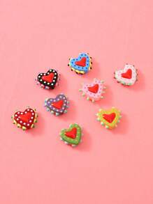 1/5 piezas Cuentas de vidrio pintadas a mano con corazones de puntos de múltiples colores de dopamina, aptas para hacer collares, pulseras, aretes, llaveros, encantos de teléfono, para amantes unisex