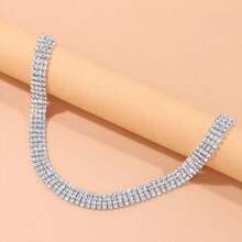 1 pieza Collar con 4 filas de strass, elegante para fiestas, bodas y eventos de noche