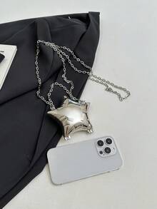 In 2024, The New Fashion Classic Solid Color Acrylic Metal Beaded Chain Dinner Bag Shell Modeling Bag Is Suitable For Parties. - Silver - View 5