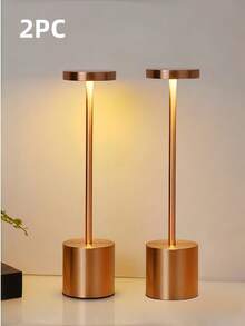 1pc Modern Metal Touch Control Dimmable LED Desk Lamp, Available In 5 Colors (Silver, Champagne Gold, Rose Gold, Black, White), Wireless Portable Mood Light, Tabletop Decor Lighting, Bedside Lamp, Bar Light, Gooseneck Lamp, 3 Lighting Color Modes, Stepless Dimming, USB Rechargeable, Suitable For Living Room And Bedroom Decor, Holiday Gift, Christmas, Valentine's Day