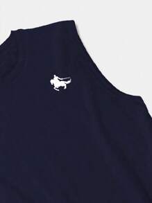 Maglietta canotta casual da uomo con vestibilità ampia e stampa, design creativo di cavaliere a cavallo, tessuto confortevole e traspirante, adatto per uso quotidiano, primavera/estate