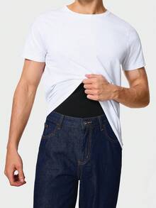 Men's Seamless Shapewear Shorts, Breathable Stretchy Basic Shaping Pants - Black - View 6