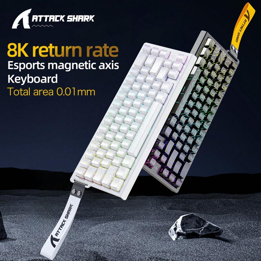 ATTACK SHARK X68 HE 8000Hz Rapid Trigger Keyboard, 0.01mm RT Accuracy Wired Gaming Keyboard With Magnetic Switch, Adjustable Actuation, Rapid Trigger, Snap Tap, RGB Lighting For PC