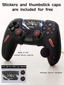 Bộ 2 món, Phụ kiện tay cầm chơi game - 1 ốp bảo vệ tay cầm PlayStation 5 + Nhãn dán + Nắp cần điều khiển, Phù hợp với tay cầm PlayStation 5/4, Chống trượt, Chống mồ hôi, Chống bụi, Chống trầy xước, Tăng cường độ bám, Cải thiện trải nghiệm chơi game, Quà tặng lãng mạn ngày Valentine/Mùa xuân - màu đen - Xem 7