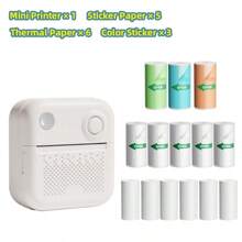 LAIBEAR Mini imprimante à stickers thermique, imprimante à stickers portable sans encre, imprimante de poche à découpe libre, mini imprimante photo, imprimante photo noir et blanc, imprimante de poche efficace et rapide, imprimante sans encre pour les notes d'étude, les photos, le DIY, les étiquettes, capturer les beaux moments, rentrée scolaire