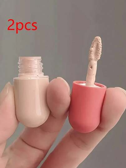 2pcs Mini Travel Foundation & Serum Dispenser Bottles With Brush - Leak-Proof, Portable Cosmetic Containers For Liquid Foundation, Transparent Glass Design, Perfect For Travel Essentials Vacation Travel Accessories Summer