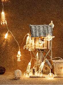 1pc 1.5m10led Plastic Astronauts, Planets, Rocket Accessories Children's Room Decorative Light Strings,Children Birthday Party Decoration String Light,Festival Party Decorative Light String,Home Decor Light,Indoor Room Wall Decor Fairy String Light,Baby Room Decor Light String,Battery Power - Yellow - View 7