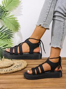 Sandalias minimalistas para mujer, suela gruesa, abierta de dedo, para playa y vacaciones, estilo casual, cómodas, con cierre tipo slip-on, sandalias planas de moda